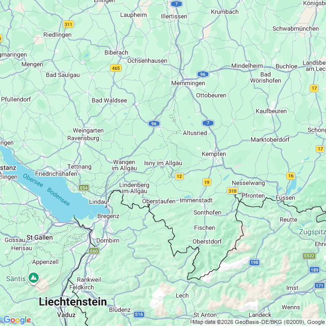 Karte von Isny im Allgäu