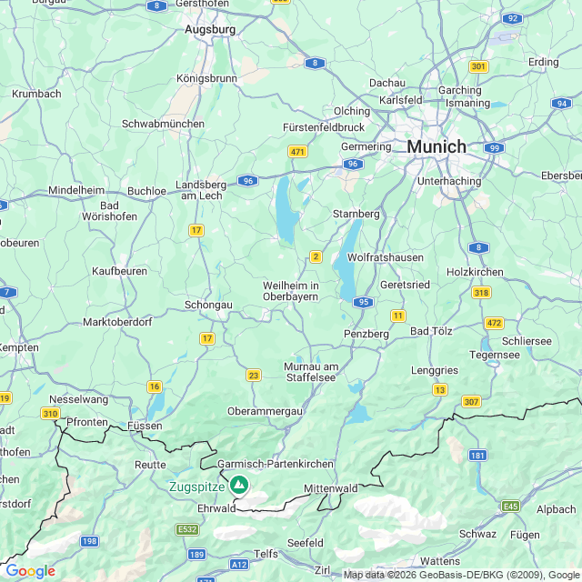 Karte von Weilheim in Oberbayern